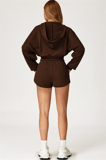 The Glacier Crop Hoodie Shorts 2-Piece Set