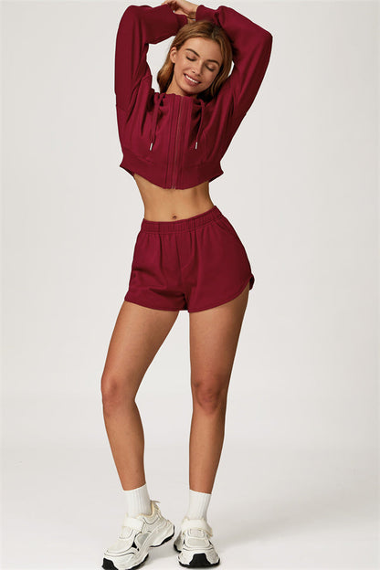 The Glacier Crop Hoodie Shorts 2-Piece Set