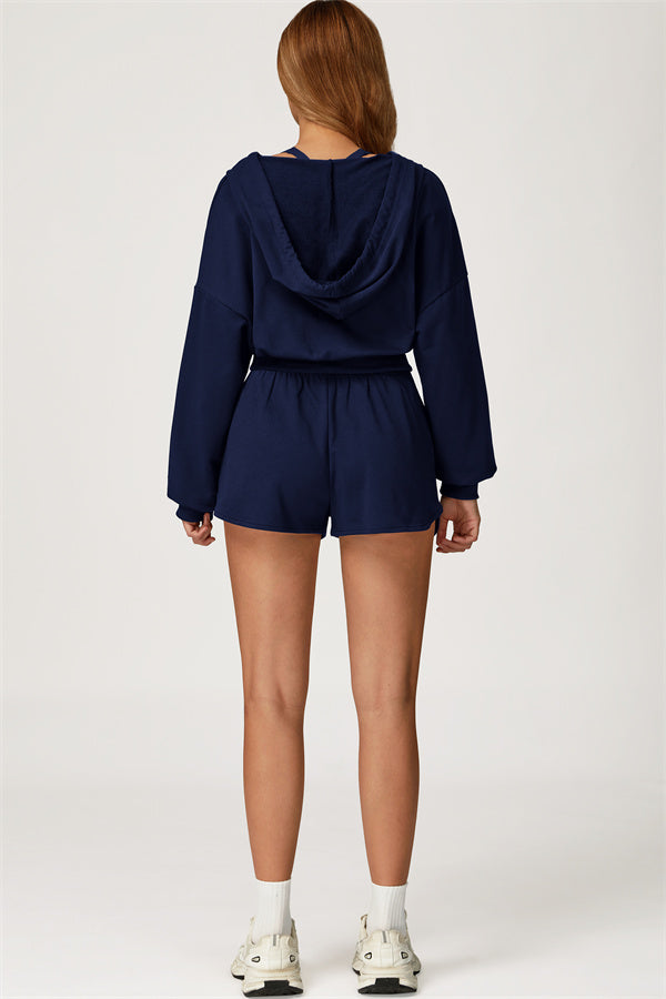 The Glacier Crop Hoodie Shorts 2-Piece Set
