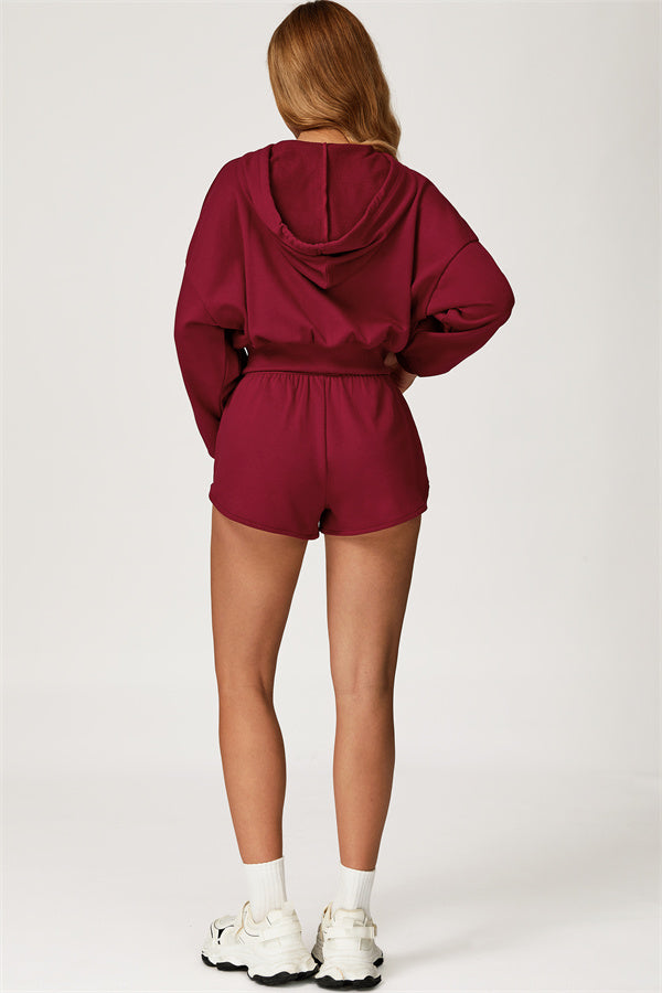 The Glacier Crop Hoodie Shorts 2-Piece Set