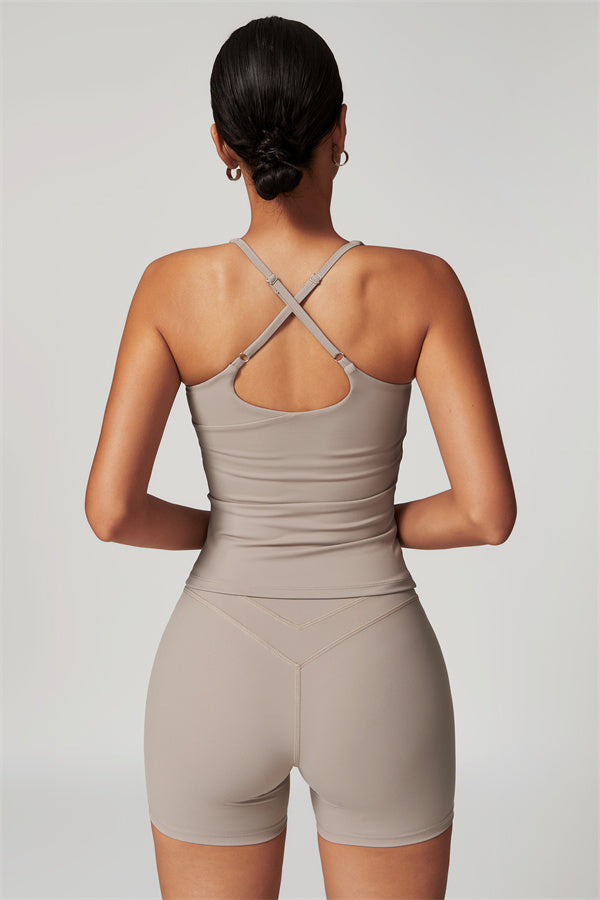 The Enigma Cross Back Vest Shorts 2-Piece Set