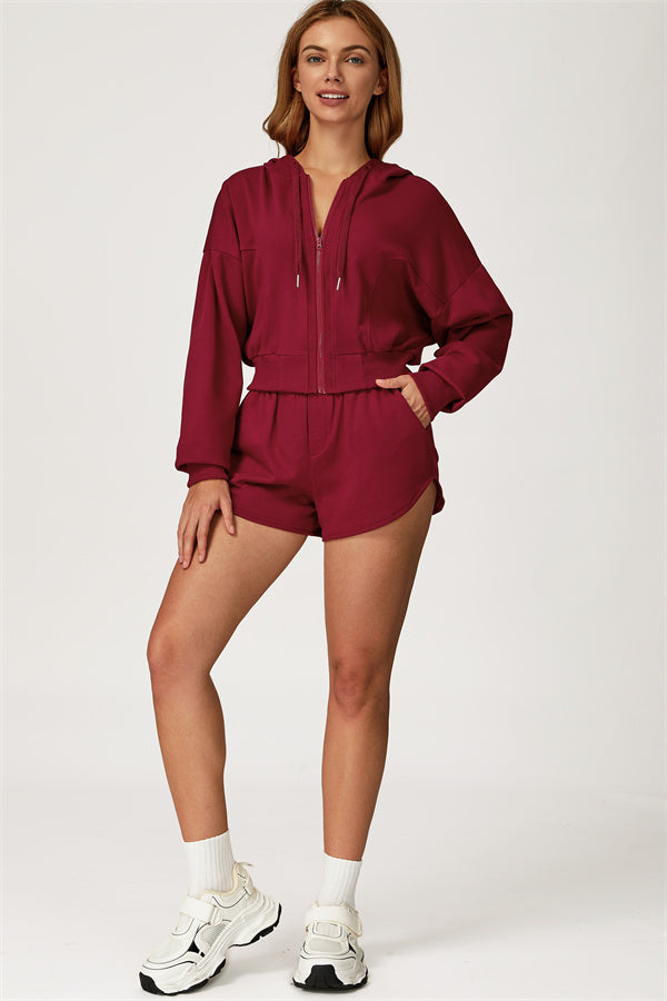 The Glacier Crop Hoodie Shorts 2-Piece Set