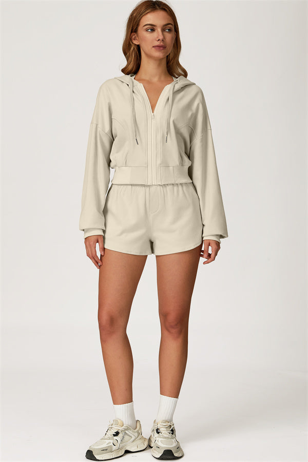 The Glacier Crop Hoodie Shorts 2-Piece Set