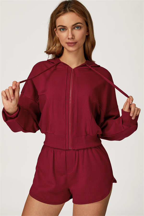 The Glacier Crop Hoodie Shorts 2-Piece Set