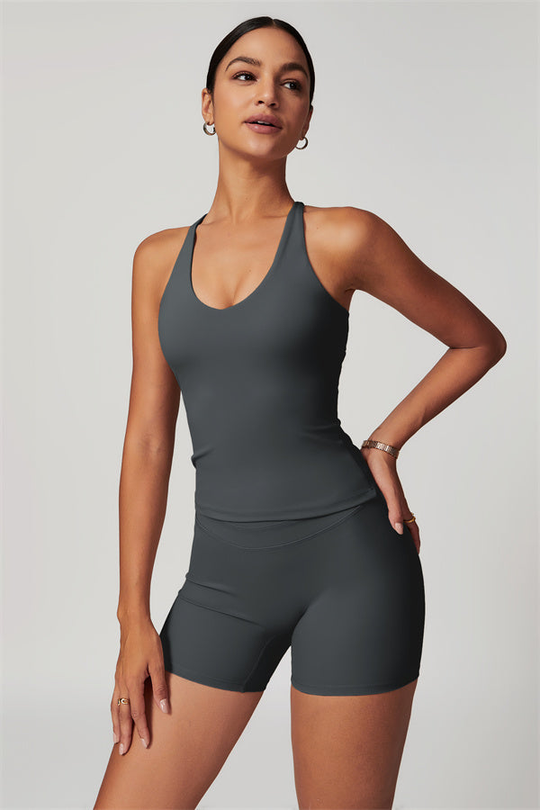 The Enigma Cross Back Vest Shorts 2-Piece Set