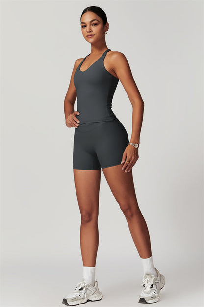 The Enigma Cross Back Vest Shorts 2-Piece Set