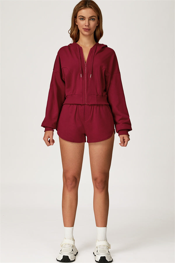 The Glacier Crop Hoodie Shorts 2-Piece Set