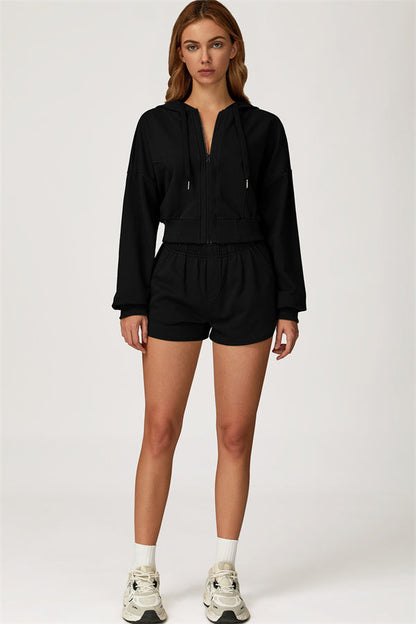 The Glacier Crop Hoodie Shorts 2-Piece Set