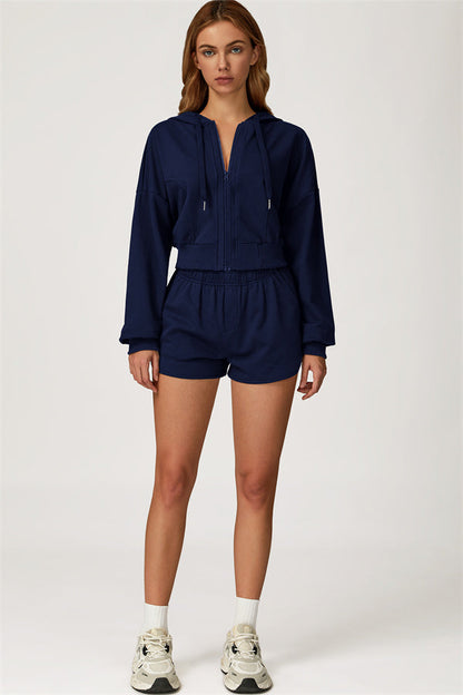 The Glacier Crop Hoodie Shorts 2-Piece Set