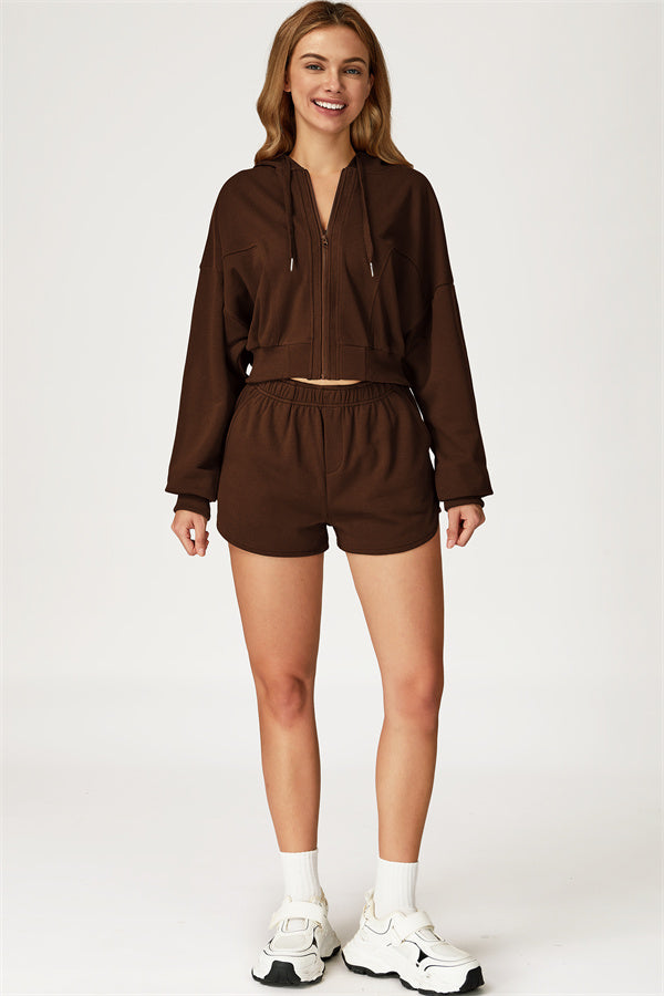 The Glacier Crop Hoodie Shorts 2-Piece Set